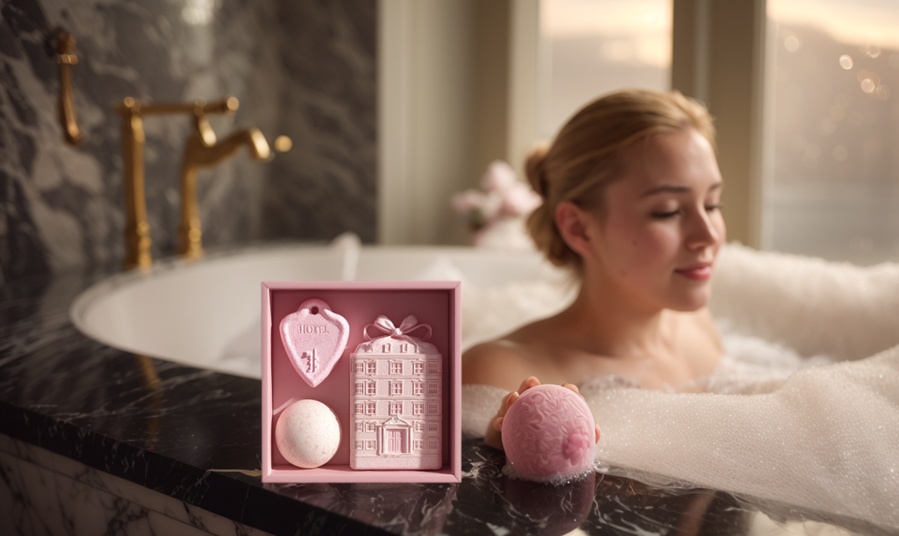 艺术设计酒店宾客赠礼 布达佩斯粉境系列浴盐球礼盒